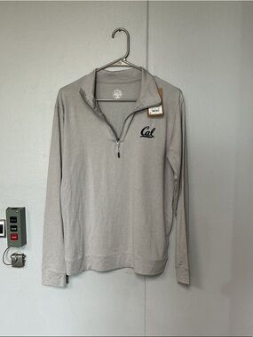 Rivalry Threads Light Gray Cal Embroidered Long-Sleeve Quarter Zip